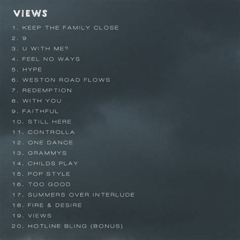drake views songs list